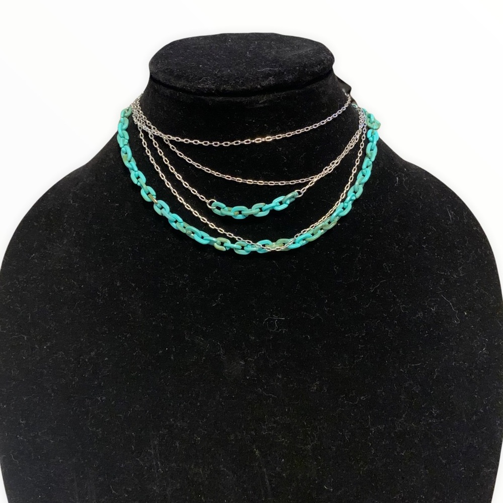 Multistrand Silver and Blue NWT Choker Necklace